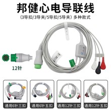 兼容各品牌监护仪邦健PM900 9000S 通用心电导联线12针一体三五导