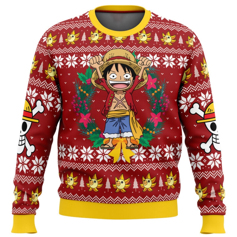 One Piece cartoon Christmas celebration unisex fleece-lined new fashion crew neck sweatshirt suitable for autumn and winter One Piece cartoon Christmas celebration unisex fleece-lined new fashion crew neck sweatshirt suitable for autumn and winter