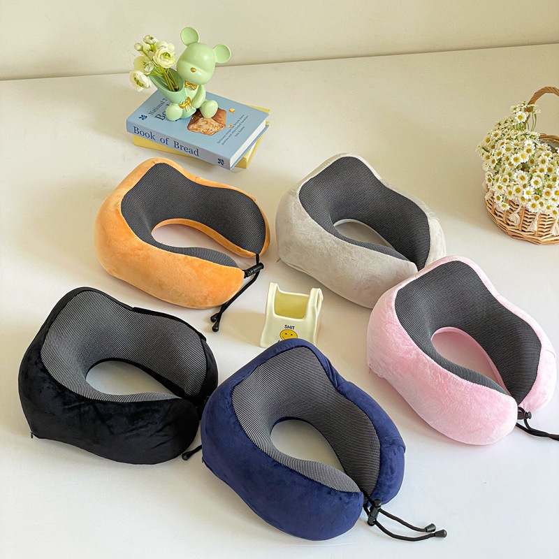 Almohada Camelback Office Sip Business Trip de espuma viscoelástica de rebote lento en forma de U con almacenamiento y soporte para el cuello_voghion.com