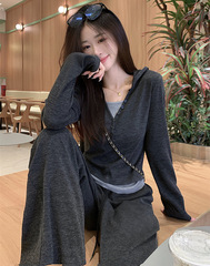 连帽卫衣运动服套装女秋跑步时尚韩版显瘦上衣休闲两件套阔腿裤