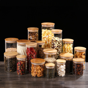 Wholesale borosilicate glass storage jar straight tea jar dried fruit snack sealed jar candy moisture-proof storage jar