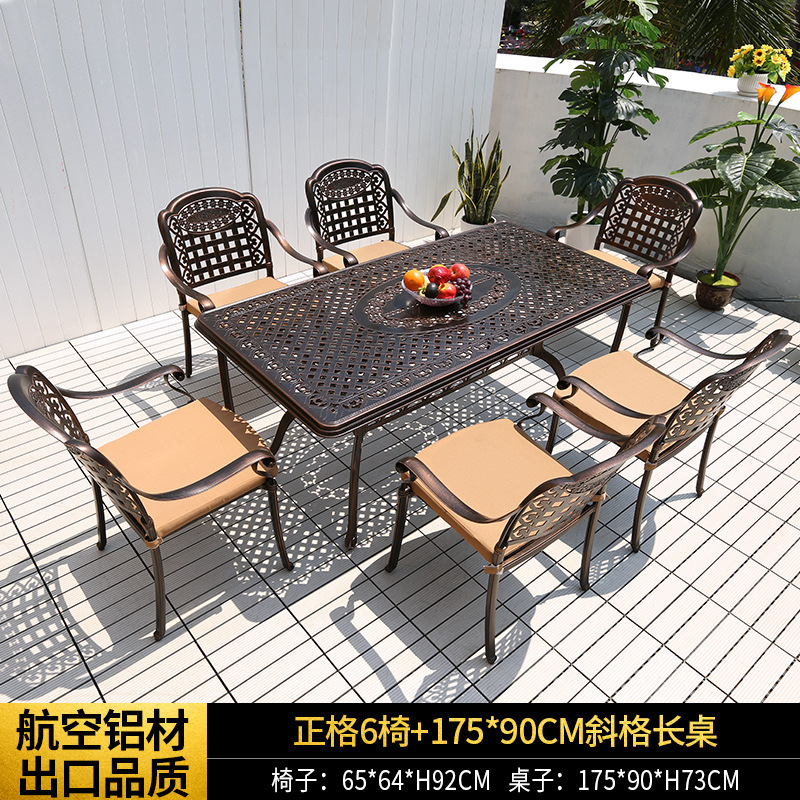 [수출 품질] 의자 6 개 + 비스듬한 175*90cm 정사각형 테이블