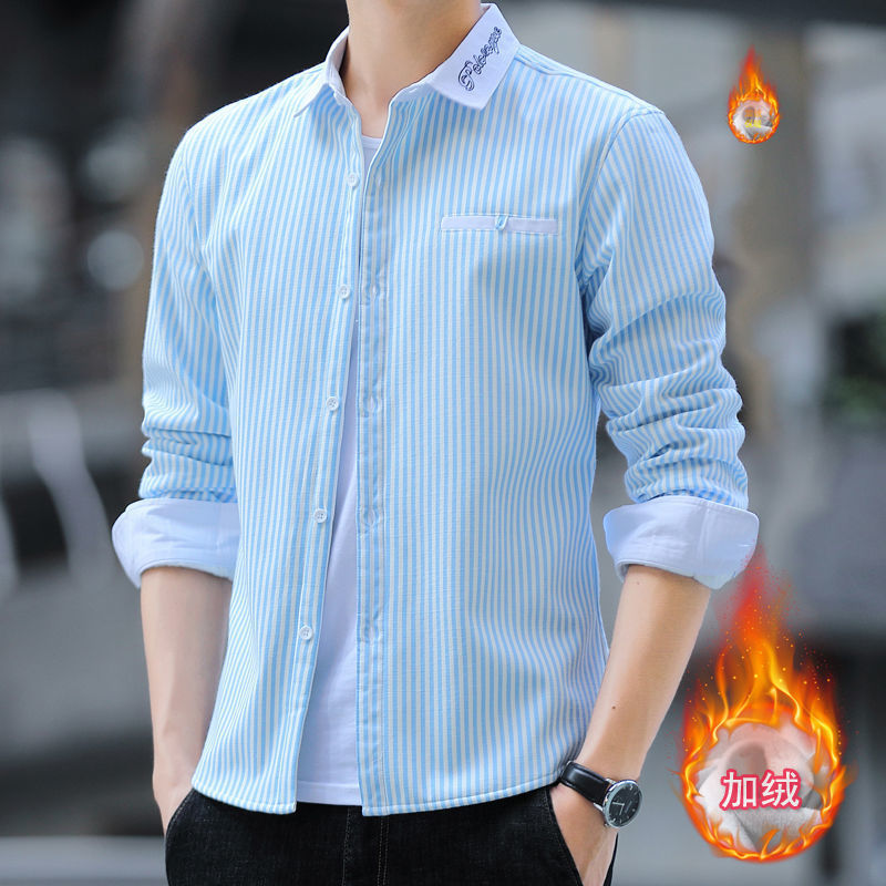 New Men's Thickened Shirt High-end Top Korean-style All-match Business Handsome Warm fleece-lined Shirt Casual Jacket