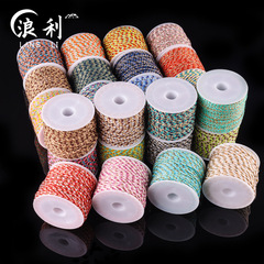 Gold four-section three-flower cotton cord, moon and star Bodhi Tibetan-style antique craft hand-milled cord, wear-resistant DIY braided cotton cord wholesale