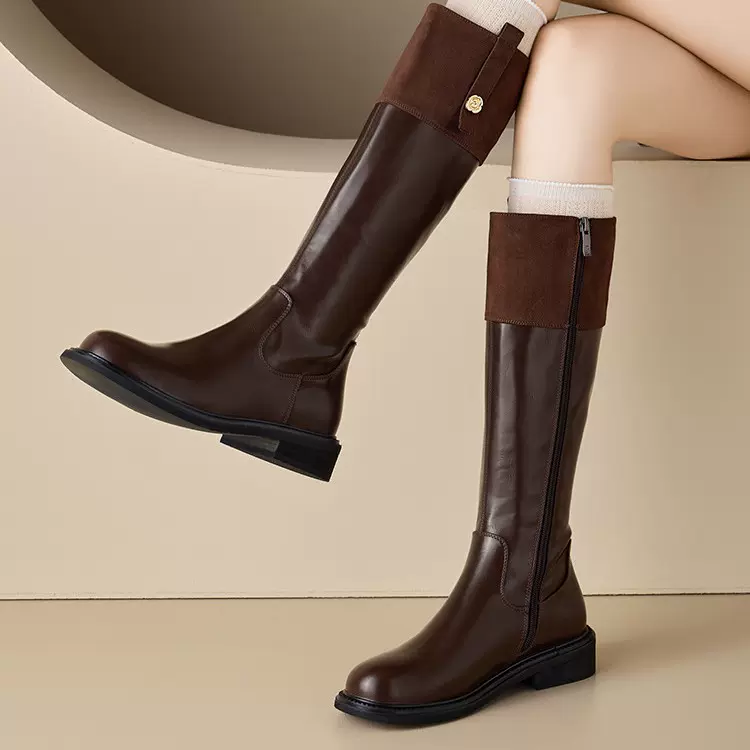 【现货】长筒靴女棉鞋2025新款冬季加绒保暖靴子瘦瘦长靴骑士靴