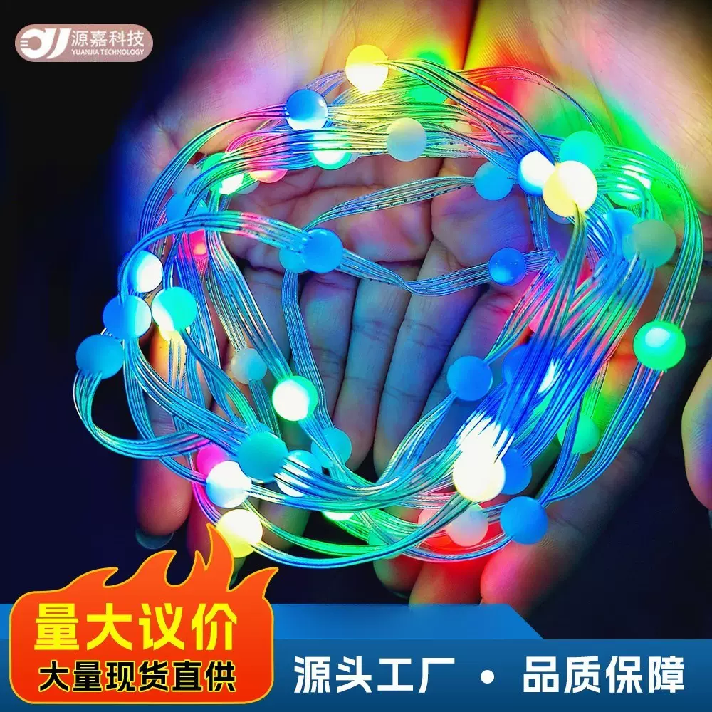 LED智能点控珍珠皮线灯串RGB仙女串串灯生日节日卧室户外装饰灯饰
