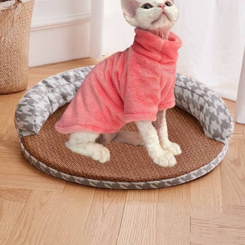 貓衣服秋冬寵物貓無毛斯芬克斯貓咪德文卷毛貂絨加厚保暖跨境電商