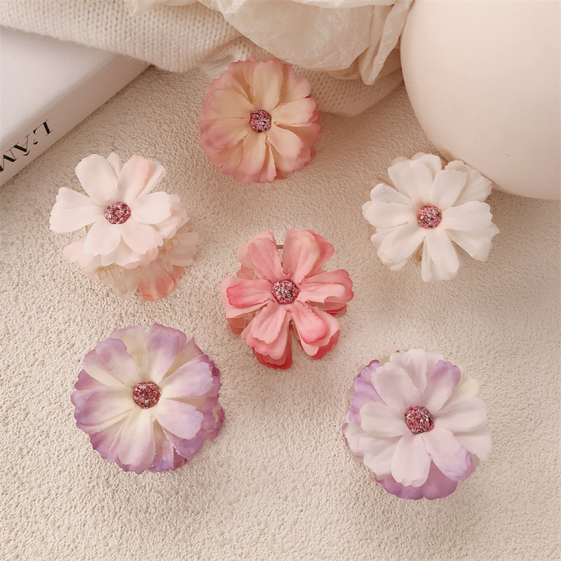 Flor de simulación clip de agarre pequeño clip de garra de cola de caballo alta pinza de pelo de artefacto fijo horquilla de cabeza femenina nuevo tocado de flor