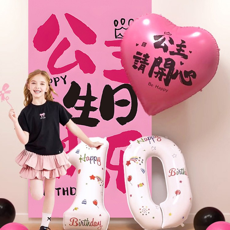 Primo compleanno da principessa, palloncino a forma di cuore, decorazioni per servizio fotografico, atmosfera per la festa, oggetti di scena, numero, articoli per feste a tema_voghion.com