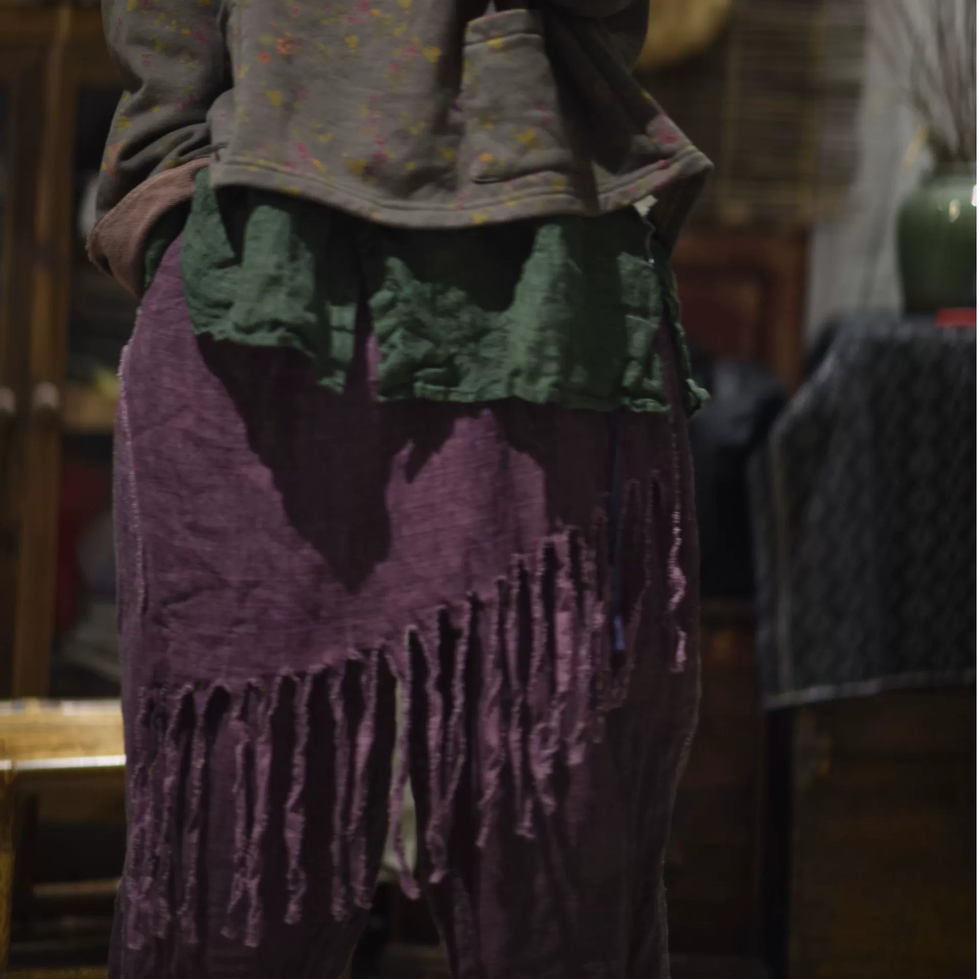 25/2 SN133 повседневные длинные льняные нерегулярные брюки с кисточками