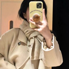 毛线围巾秋冬季小布标氛围感韩版百搭学生保暖披肩冬季针织围脖