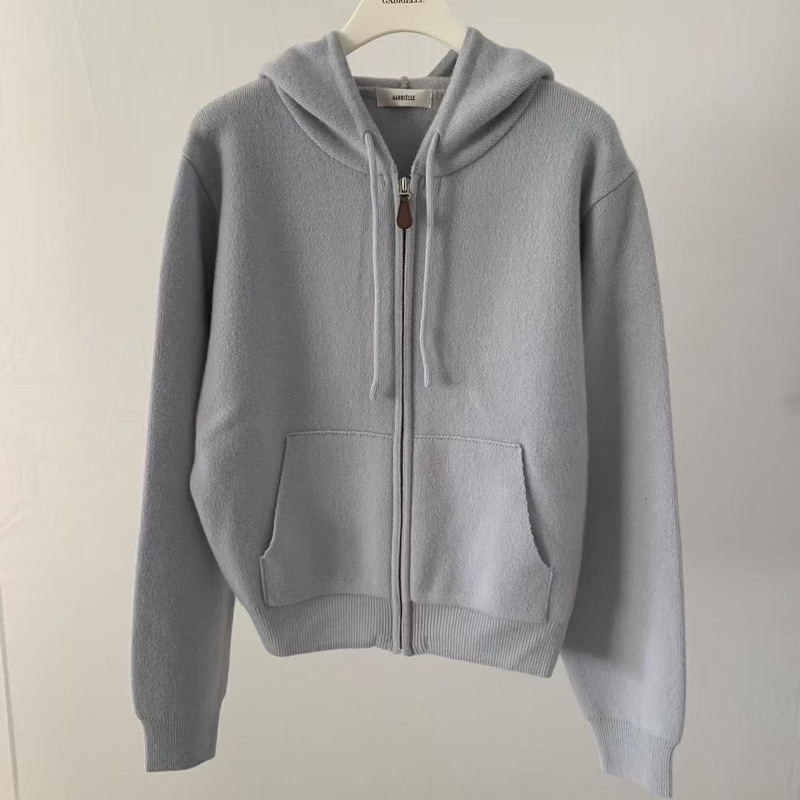Now Available/Dongdaemun Gabriel*E Same Style Striped Hooded Cardigan Basic Zipper Knit Sweater Jacket Now Available/Dongdaemun Gabriel*E Same Style Striped Hooded Cardigan Basic Zipper Knit Sweater Jacket
