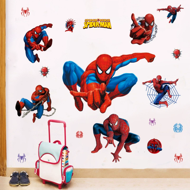Трансграничная внешняя торговля, оптовая продажа, наклейки на стену «Мстители», «Человек-паук», съемные наклейки для гостиной, спальни, водонепроницаемые самоклеящиеся