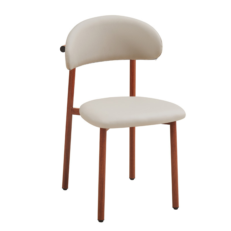 Silla de comedor de lujo ligero, cojín de cuero para el hogar, silla de ocio, silla de recepción de hotel, silla de banquete comercial, silla de comedor