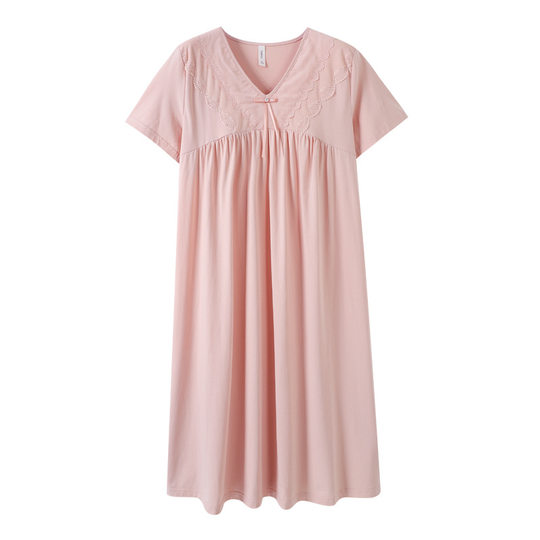 Pajamas women's spring and summer court style short sleeve suit loose princess style comfortable outerwear home wear cotton nightdress