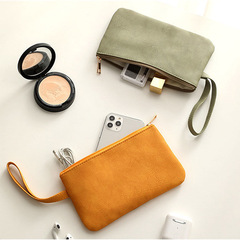 New women's mini leather slim zippered key small coin purse fashionable small wallet coin carrier