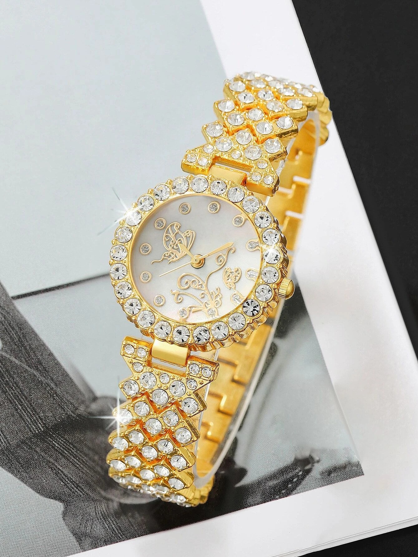 Watch set niche fashion all match steel watch earrings necklace bracelet ring watch set_voghion.com