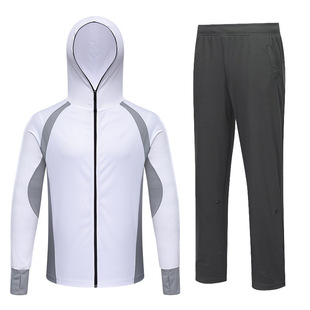 Fishing Clothing Suit Men's Outdoor Sun Protection Clothing Ice Silk Summer Thin Hooded Quick-Drying Breathable Anti-Mosquito Fishing Clothing
