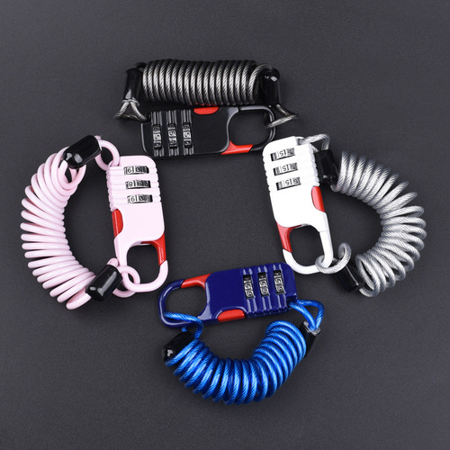 Wholesale helmet anti-theft password lock motorcycle battery car fixed basket basket soft lock padlock small wire rope lock