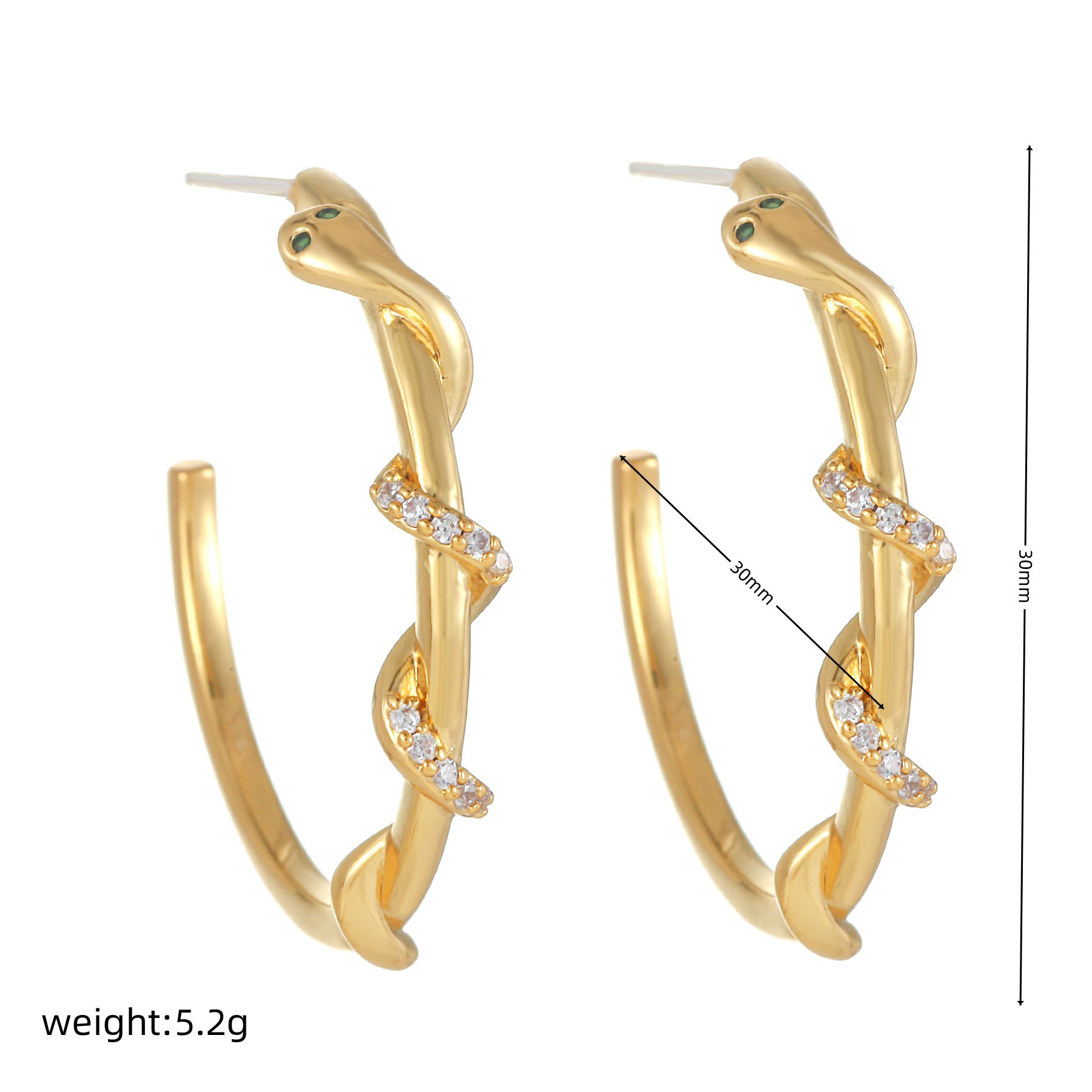 Fashion Round Copper Plating Zircon Earrings 1 Pair