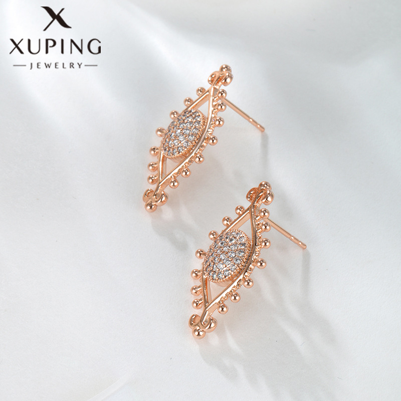 Pendientes de ojo de diamante de moda transfronteriza de joyería Xuping para mujer, pendientes de ojo de diablo de lujo ligero de nicho, retro de alta gama