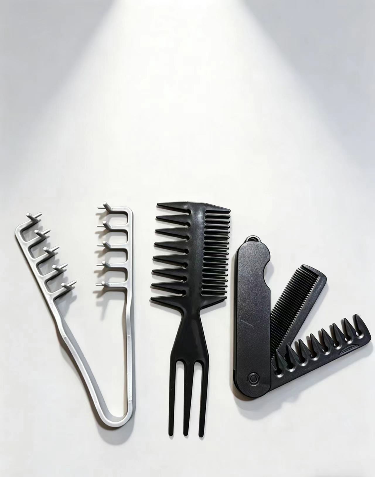 Peine de cola puntiaguda de zona de peinado de disco, fibra de carbono, antiestática, resistencia a altas temperaturas, dientes densos, peluquería profesional