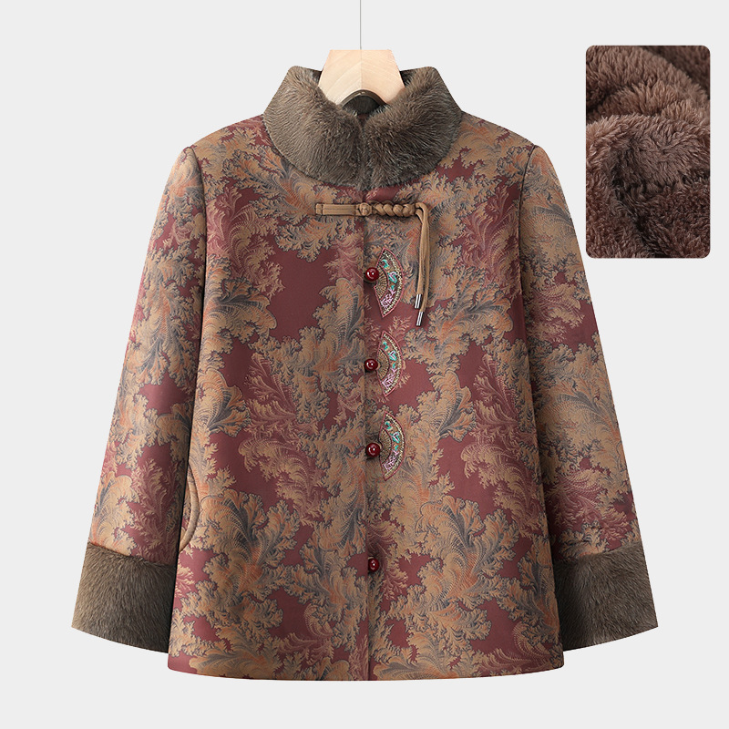 Grandma's Autumn and Winter Outwear, Middle-Aged and Elderly Women's Cotton-Padded Clothes, Mother's Winter Clothes, Women's Cotton-Padded Jackets and Velvet Clothes 2025 New Style