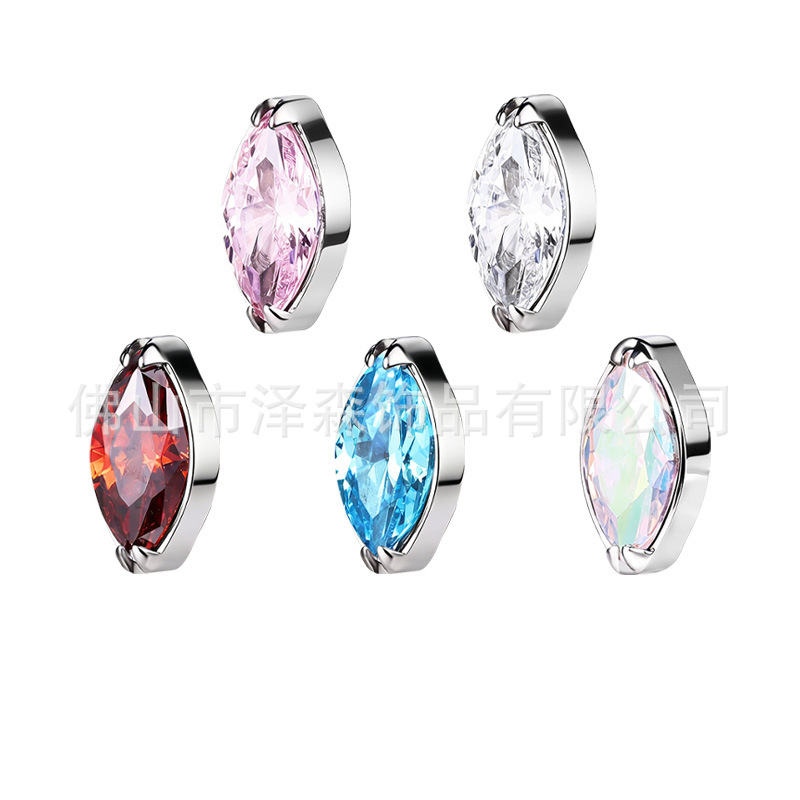 F136 Titanium Alloy Ear Piercing Jewelry Marquise CZ Ear Bone Stud G23 Titanium Zircon Lip Stud Body Jewelry detail image 10