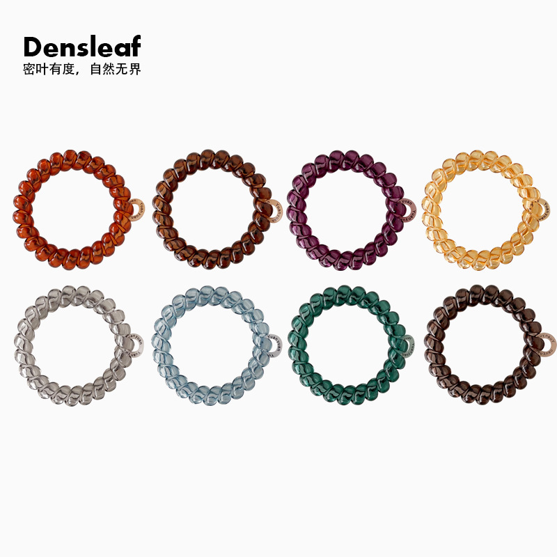 Elegant large-sized translucent minimalist telephone cord hair tie, headband, bracelet, ponytail seamless elastic hair accessory for women wholesale Elegant large-sized translucent minimalist telephone cord hair tie, headband, bracelet, ponytail seamless elastic hair accessory for women wholesale