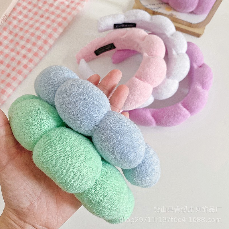 Diadema de esponja retorcida Amazon 2025, diadema de calavera alta, pulsera, diadema de pelo retorcida de felpa, diadema para lavado de cara para mujer, accesorios para el cabello