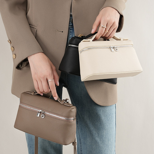 First layer cowhide lp19 lunch box bag genuine leather women's bag  new gigi same style hand box bag crossbody bag