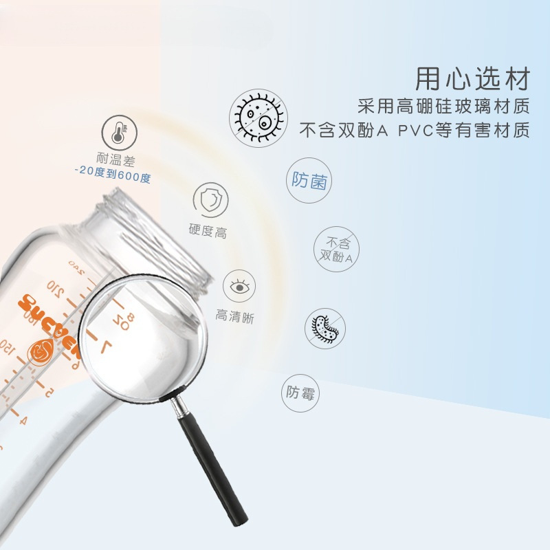 Shu Ying Glass Bottle Body 120/200/240ml Wide Diameter Newborns