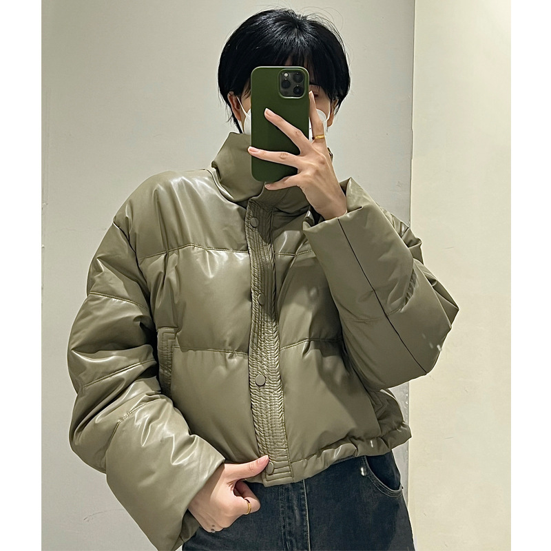 Wash-free PU leather down jacket women's short 2023 new winter thickened stand collar bread coat small Ken bean coat Wash-free PU leather down jacket women's short 2023 new winter thickened stand collar bread coat small Ken bean coat