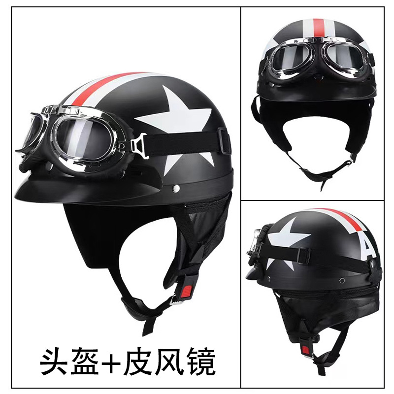 Motuoche – Retro Motorcycle Helmet Motosiklet kaskı (dəbilqə) - captain-america-leather-goggles-one-size