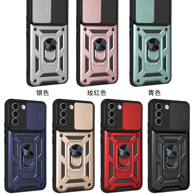 Suitable for Samsung S23ultra Mobile Phone Case Shun A Push Window Magnetic Car Ring Bracket S25edge Protective Cover