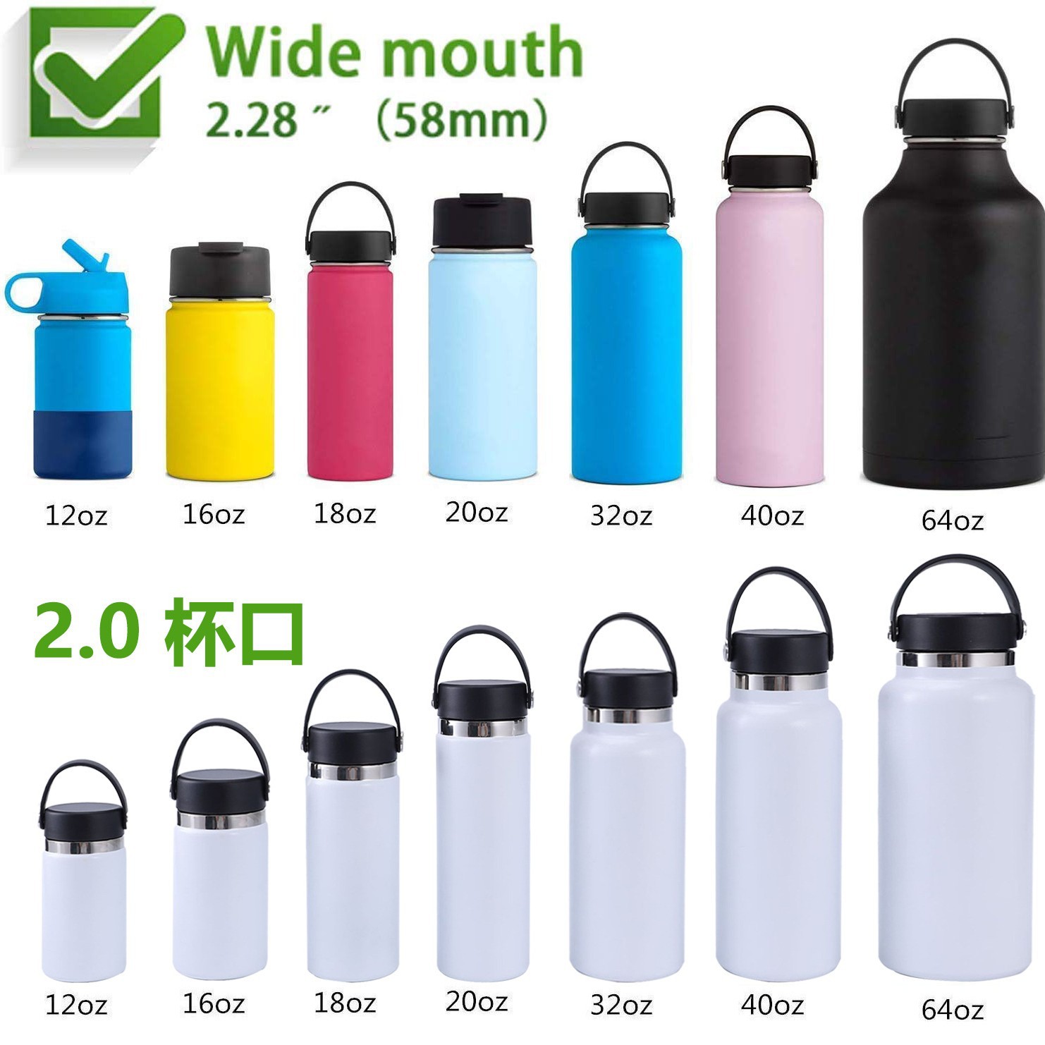Tapa de remache de encaje de Amazon Tapa de plástico para frasco de vacío de boca grande Tapa de paja de mano para olla espacial hydroflask