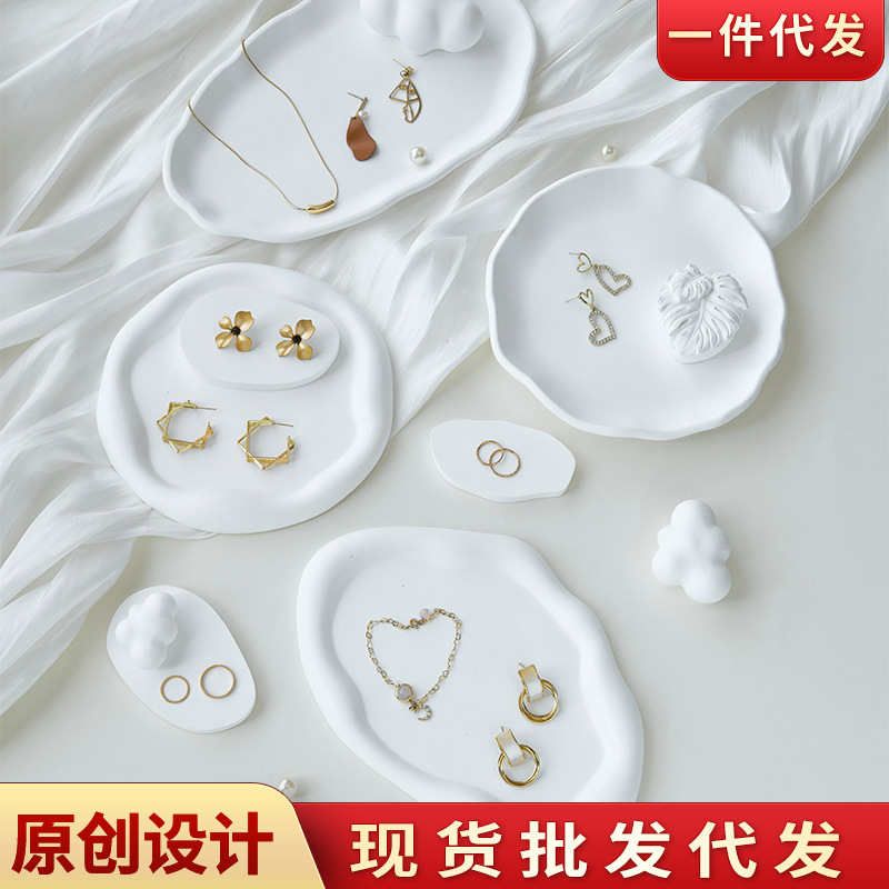 Irregular special-shaped plaster plate jewelry photo props ins Internet celebrity tray decoration photography shooting decorative background