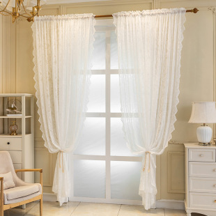 Cross-border Amazon Factory Wholesale Warp Knitted Lace Window Curtain Curtain Living Room Balcony Bedroom Dining Room Study Finished Products