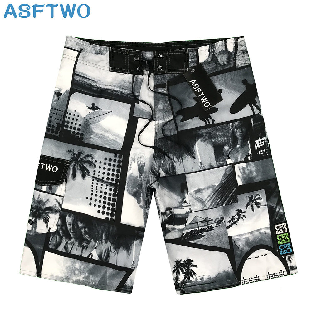 国境を越えた電気商asftwoスポット水密桃皮パイル男性速乾ビーチパンツプリントサーフィン五分パンツ