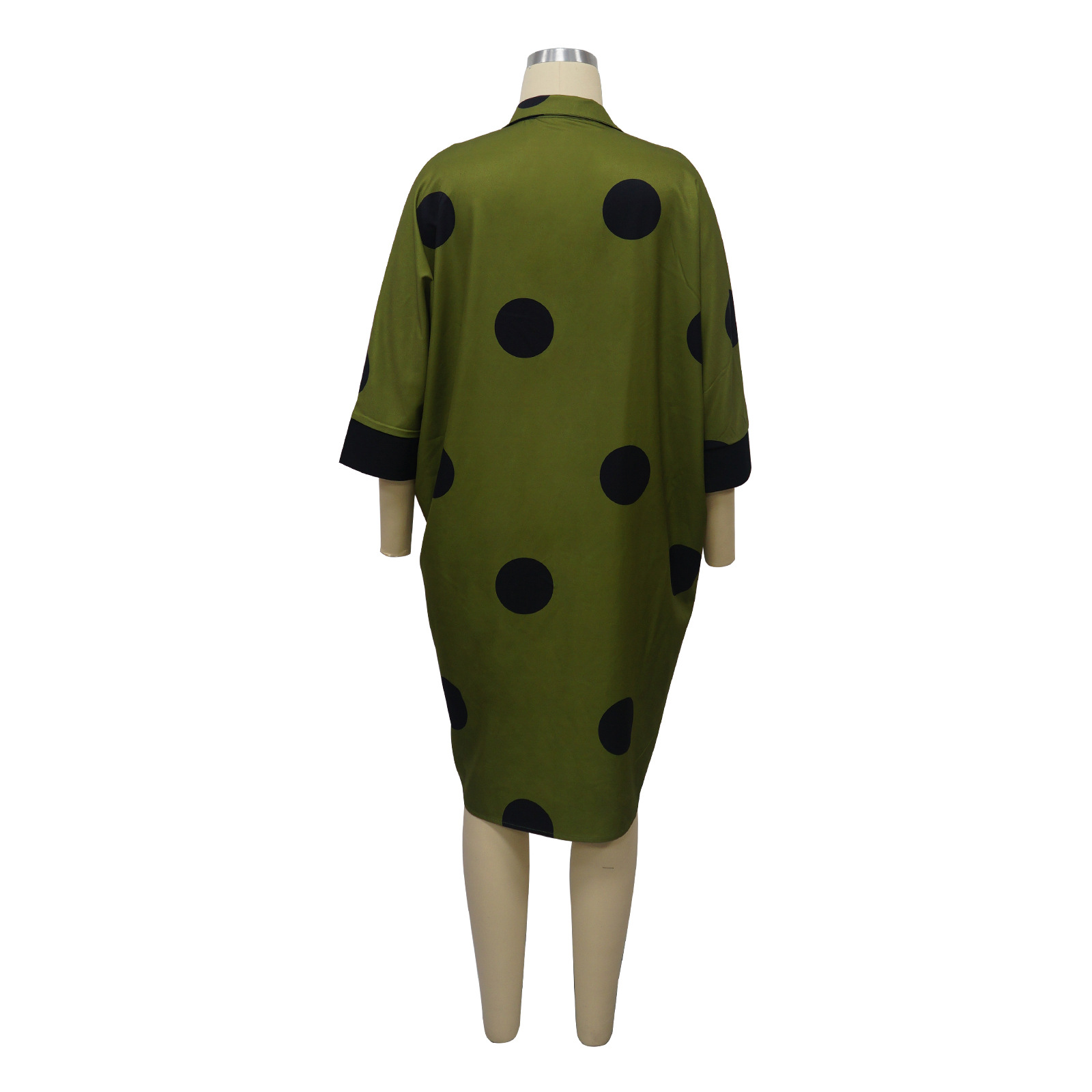 Women Clothing Supply Average Size Printed Nine Quarter Sleeve Shirt Dress Pocket Dress
