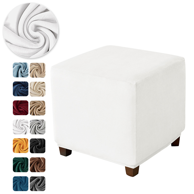 Cubierta de pedal cuadrada de color sólido de terciopelo de zorro plateado grueso, cubierta de reposapiés de sofá de hotel para el hogar, cubierta antipolvo