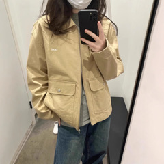 高バージョン ~ C家2025新型ゆるいカジュアルファスナー襟ポケット工装老幹部コート男女同金