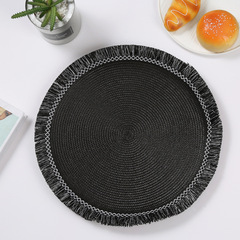 Nordic round lace pp woven placemat, coaster, hotel dining table heat insulating mat, solid color set, Western placemat 1465