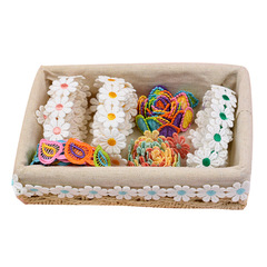 Colorful small flower lace trim cloth for clothes and hats lace accessories handmade DIY hemp rope decoration water-soluble white flower material 