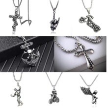欧美爆款明星同款 复古中国龙个性项链吊坠 潮酷摇滚男款钛钢项链