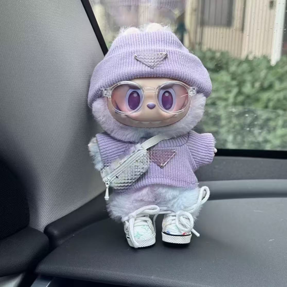 Ropa de muñeca de 17 cm, moderna y genial, adecuada para el conjunto de repuesto de la fiesta sentada de Labubu macaron, ropa de juguete a la moda, solo ropa.