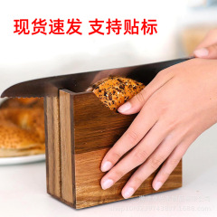 木製のクロワッサンスライサー用スタンド、アカシア材のパンスライサー、キッチンカウンター用パン切り道具