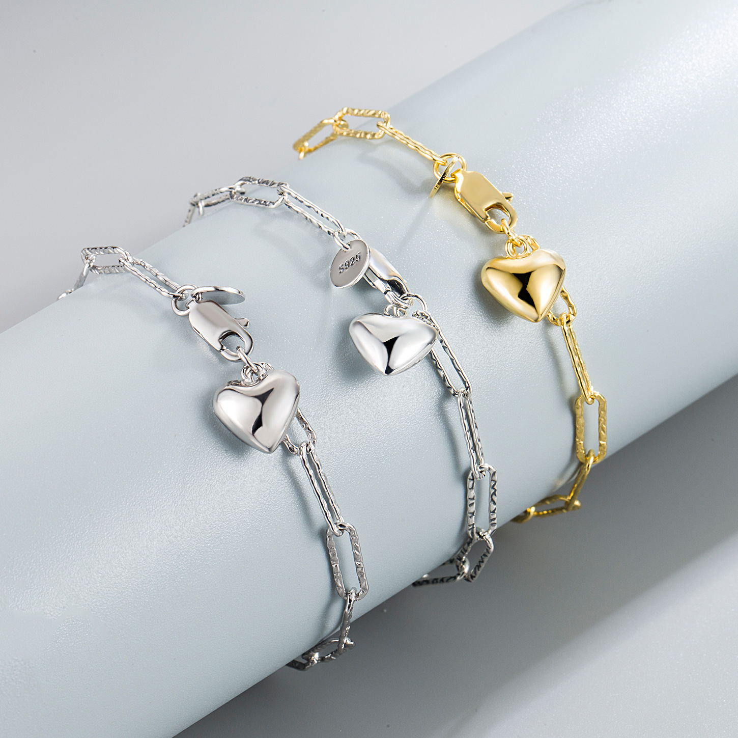 Holiday, Daily Occasion 925 Sterling Silver Material 925 Sterling Silver Paperclip Chain Bracelets Simple Style Classic Style