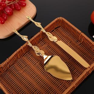 Factory Direct supply European golden branch knife and shovel suit Western banquet knife and shovel combination cake pizza knife cutting supplies