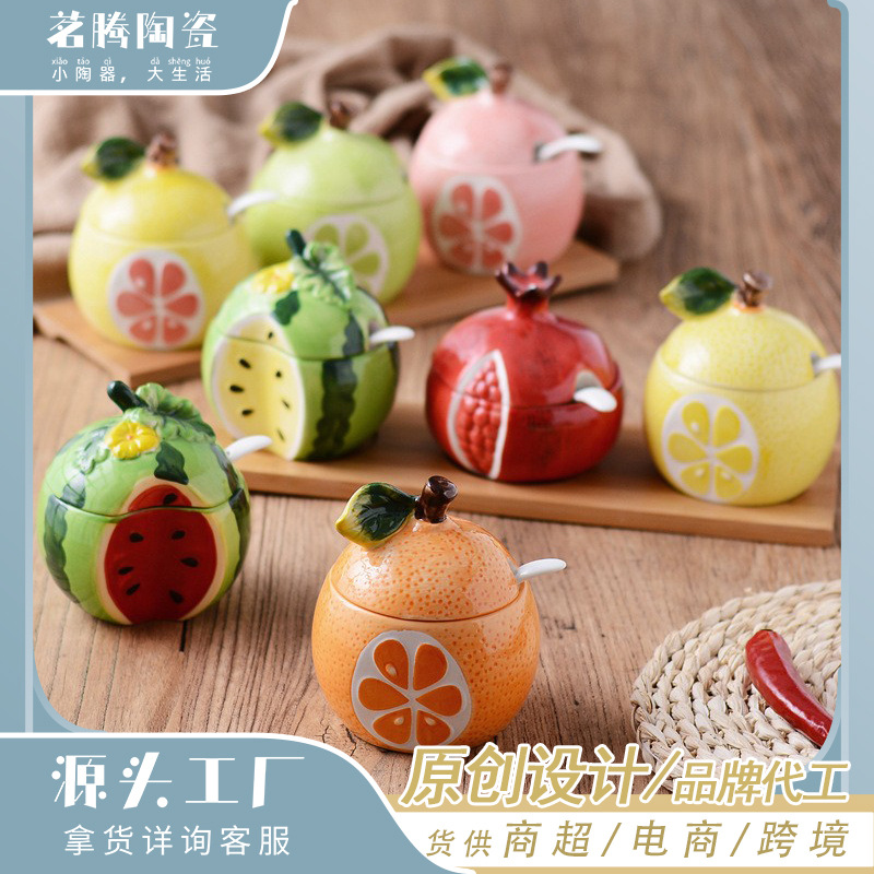 创意日式厨房用品陶瓷调味罐调料瓶调味罐调料盒香料罐盐罐